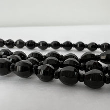 Load image into Gallery viewer, Antique Jet Black Beaded Mourning Necklace Extra Long 58"