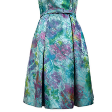 Load image into Gallery viewer, Vintage Boat Neck Fit and Flare Silk Dress Size 6