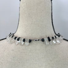 Load image into Gallery viewer, Vintage Rock Crystal and Onyx Fringe Necklace 18"