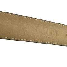 Load image into Gallery viewer, Ben Amun Silver Plate Equestrian Buckle Croc Embossed Leather Belt Size Medium