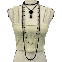 Load image into Gallery viewer, Swarovski Crystal Black and Gold Bezel Continuous Necklace 34"
