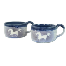 Load image into Gallery viewer, Blue Wild Horse Stoneware Pottery Mug Pair