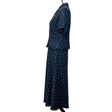 Load image into Gallery viewer, Vintage Navy Blue Polka Dot Skirt & Top Set Size 10