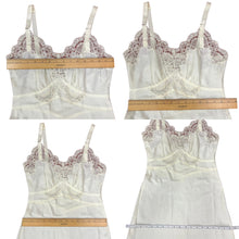 Load image into Gallery viewer, Vintage Full Dress Slip Size 32. Features lace trim, and adjustable straps. Made in the USA. 100% nylon.