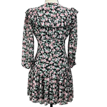 Load image into Gallery viewer, Mable Floral V-neck Puff Sleeve Ruffle Dress Size Small