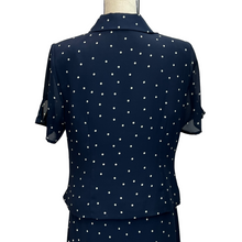 Load image into Gallery viewer, Vintage Navy Blue Polka Dot Skirt & Top Set Size 10