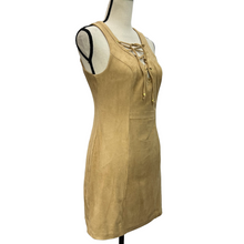 Load image into Gallery viewer, Tan Faux Suede Lace Up Dress Size 2