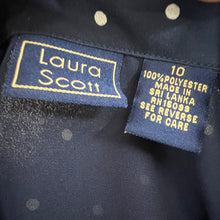 Load image into Gallery viewer, Vintage Navy Blue Polka Dot Skirt & Top Set Size 10