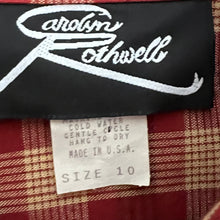 Load image into Gallery viewer, Vintage Red Plaid Button Up Shirt with Trout on Pocket 100% Cotton Size 10