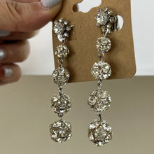 Load image into Gallery viewer, Vintage Rhinestone Clip on Dangle Ball Earrings