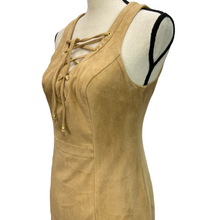 Load image into Gallery viewer, Tan Faux Suede Lace Up Dress Size 2