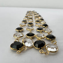 Load image into Gallery viewer, Swarovski Crystal Black and Gold Bezel Continuous Necklace 34"
