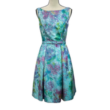 Load image into Gallery viewer, Vintage Boat Neck Fit and Flare Silk Dress Size 6