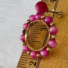 Load image into Gallery viewer, Vintage Gold & Pink Hoop Screwback Earrings