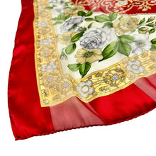 Load image into Gallery viewer, Vintage Valentino Red Floral Silk Scarf Made in Italy 33 x 33
