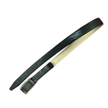 Load image into Gallery viewer, Ben Amun Roman Coin Croc Embossed Black Leather Belt Size Large