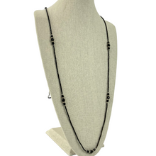 Load image into Gallery viewer, Vintage Black Glass Bead Station Necklace Extra Long 60"