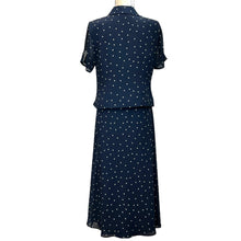 Load image into Gallery viewer, Vintage Navy Blue Polka Dot Skirt & Top Set Size 10