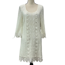 Load image into Gallery viewer, Laundry Knee Length Ivory Lace Boho Flute Sleeve Dress Size Medium