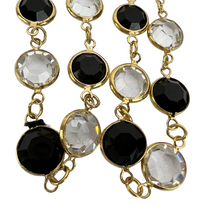 Load image into Gallery viewer, Swarovski Crystal Black and Gold Bezel Continuous Necklace 34"