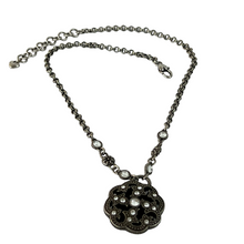 Load image into Gallery viewer, Brighton Silver Crystal Marcasite Circle Pendant Necklace 19"