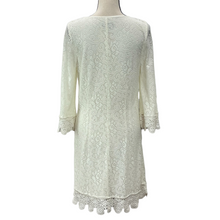 Load image into Gallery viewer, Laundry Knee Length Ivory Lace Boho Flute Sleeve Dress Size Medium