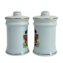 Load image into Gallery viewer, Vintage Disney Mickey Mouse Gold Rim Salt & Pepper Shakers