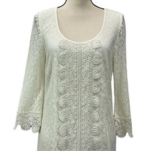 Load image into Gallery viewer, Laundry Knee Length Ivory Lace Boho Flute Sleeve Dress Size Medium
