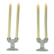 Load image into Gallery viewer, Retro Glass Candlestick Holders Pair