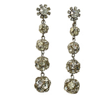 Load image into Gallery viewer, Vintage Rhinestone Clip on Dangle Ball Earrings