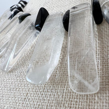 Load image into Gallery viewer, Vintage Rock Crystal and Onyx Fringe Necklace 18"