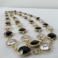 Load image into Gallery viewer, Swarovski Crystal Black and Gold Bezel Continuous Necklace 34"