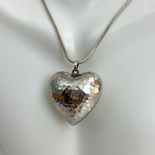 Load image into Gallery viewer, Vintage Hammered Silver Puffy Heart Pendant