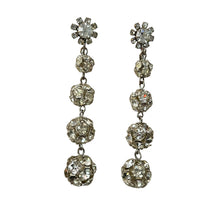 Load image into Gallery viewer, Vintage Rhinestone Clip on Dangle Ball Earrings