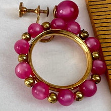 Load image into Gallery viewer, Vintage Gold & Pink Hoop Screwback Earrings