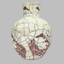 Load image into Gallery viewer, Crackle &amp; Glaze Raku Pottery Vase Signed by Elaine Xenelis Fuller
