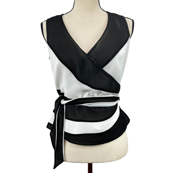 Sleeveless Black and White Womens Blouse