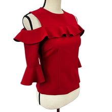 Load image into Gallery viewer, Ricky Freeman Cold Shoulder Blouse Womens Red Top Size 2
