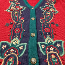 Load image into Gallery viewer, VTG 90s Embroidered Wool Blend Cardigan Size Small
