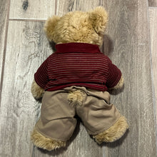 Load image into Gallery viewer, Build A Bear Teddy ~ 14” Wearing Khaki Shorts with Striped Polo
