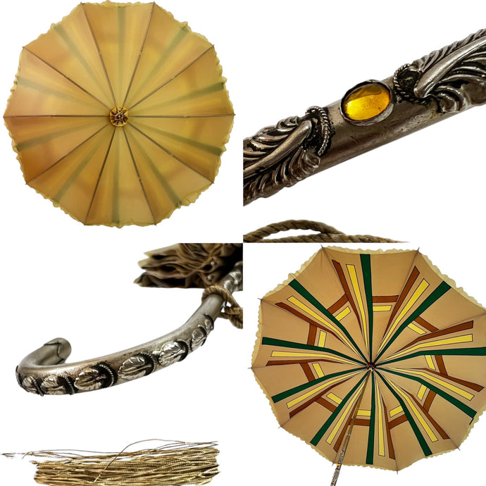 Antique Parasol Umbrella with Patterned Bottom