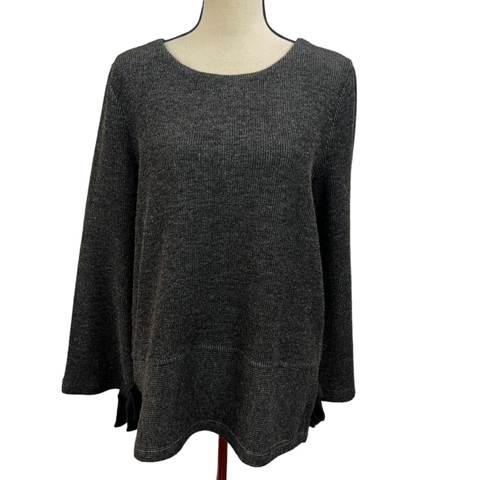 Gray Oversized Pullover Sweater with Bow Accents Size Medium 