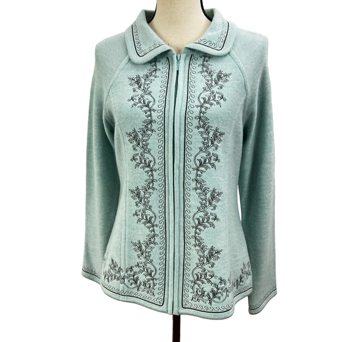 Pendleton Embroidered Wool Cardigan Zip Sweater Size Small