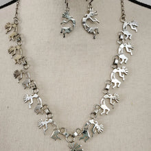 Load image into Gallery viewer, Mid-century Modern Sterling Silver Necklace Tribal Necklace &amp; Earrings
