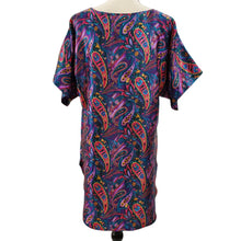 Load image into Gallery viewer, Vintage Adonna Satin Nightgown Purple Paisley Print Size Small Made in the USA
