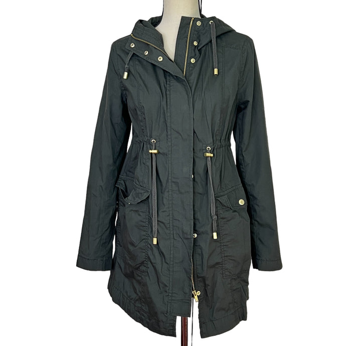  Forest Green Drawstring Hooded Jacket Size Small