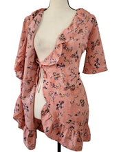 Load image into Gallery viewer, Top Shop Pink Ruffle Mini Floral Wrap Dress Pink Size 2
