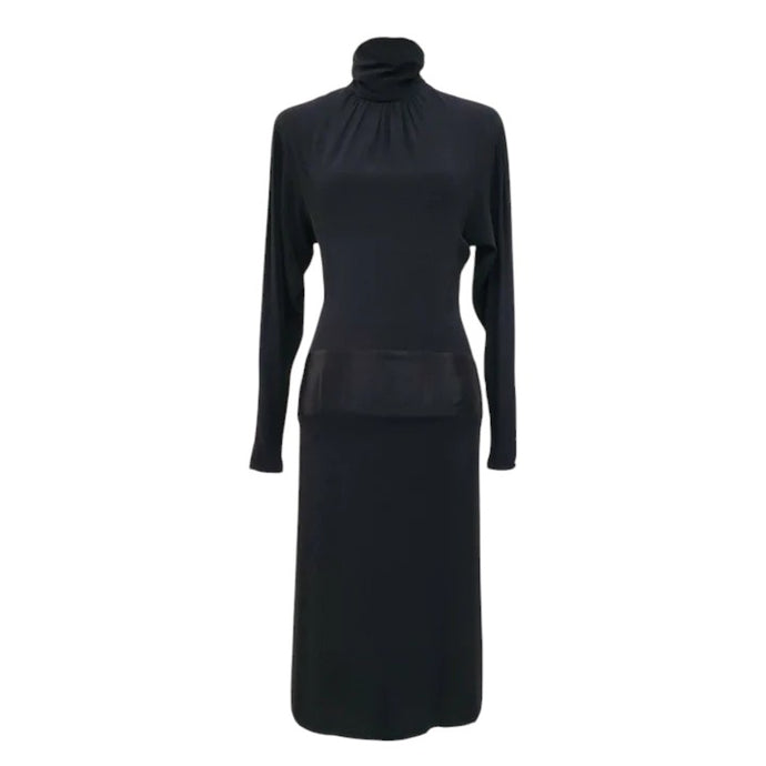 Vintage Black Dolman Sleeve Drop Waist Dress Size Small