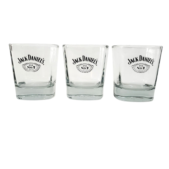Jack Daniel's  Old No. 7  Rocks Glasses 3D Embossed Bottom Set of 3 3.5