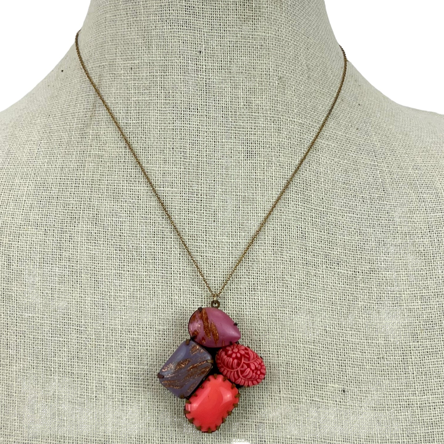 David Aubrey Fine Chain Pink Pendant Necklace 15